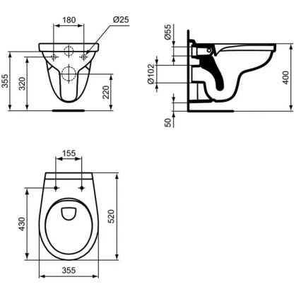 Ideal Standard W331301 - Závesné WC Rimless SIMPLICITY keramika/biela