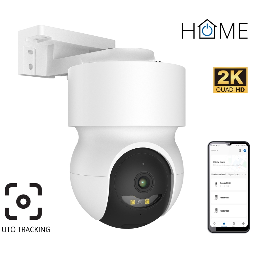 Inteligentná vonkajšia kamera s pohybovým senzorom 2K 12V IP65 Wi-Fi biela