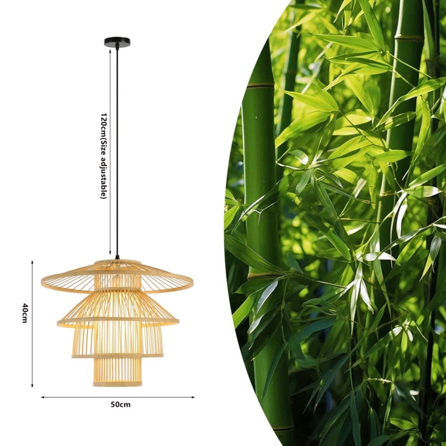 Luster na lanku PINCHOS 1xE27/40W/230V pr. 50 cm bambus