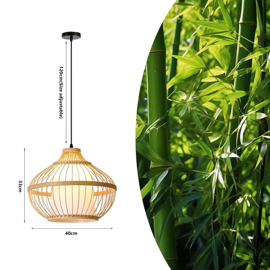 Luster na lanku PINCHOS 1xE27/40W/230V pr. 40 cm bambus