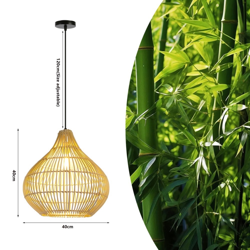 Luster na lanku PELO 1xE27/40W/230V pr. 40 cm ratan
