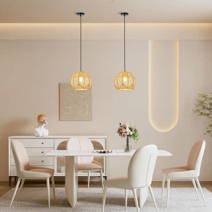 Luster na lanku PELO 1xE27/40W/230V pr. 30 cm ratan