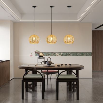 Luster na lanku PELO 1xE27/40W/230V pr. 30 cm ratan