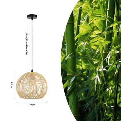 Luster na lanku PELO 1xE27/40W/230V pr. 30 cm ratan