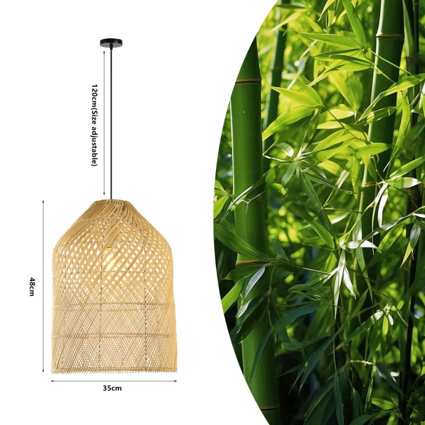 Luster na lanku PELO 1xE27/40W/230V pr. 35 cm ratan