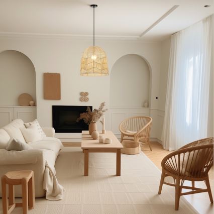 Luster na lanku PELO 1xE27/40W/230V pr. 40 cm ratan