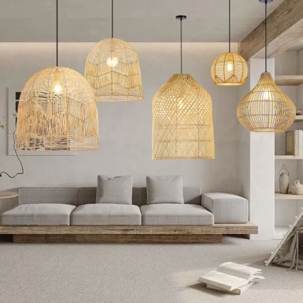 Luster na lanku PELO 1xE27/40W/230V pr. 40 cm ratan