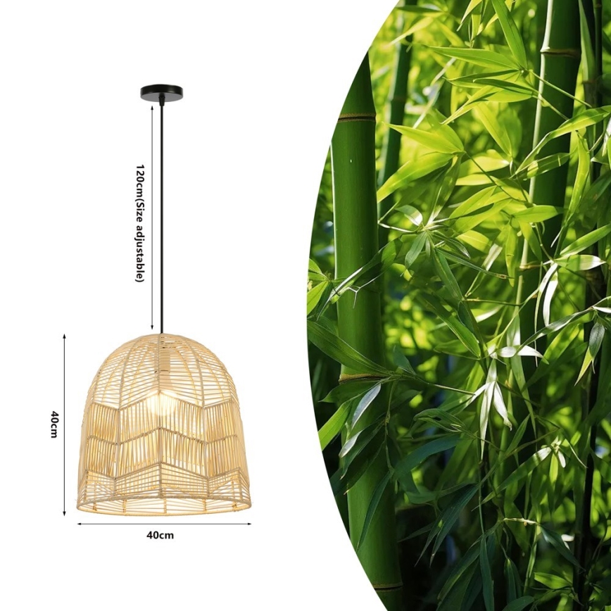 Luster na lanku PELO 1xE27/40W/230V pr. 40 cm ratan