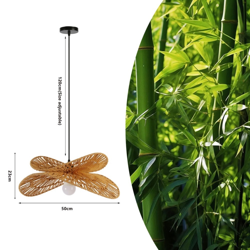 Luster na lanku MARIPOSA 1xE27/40W/230V pr. 50 cm juta
