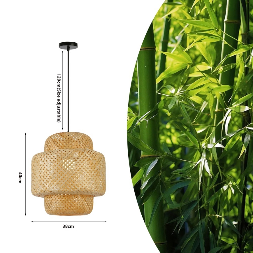 Luster na lanku HILO 1xE27/40W/230V pr. 38 cm bambus