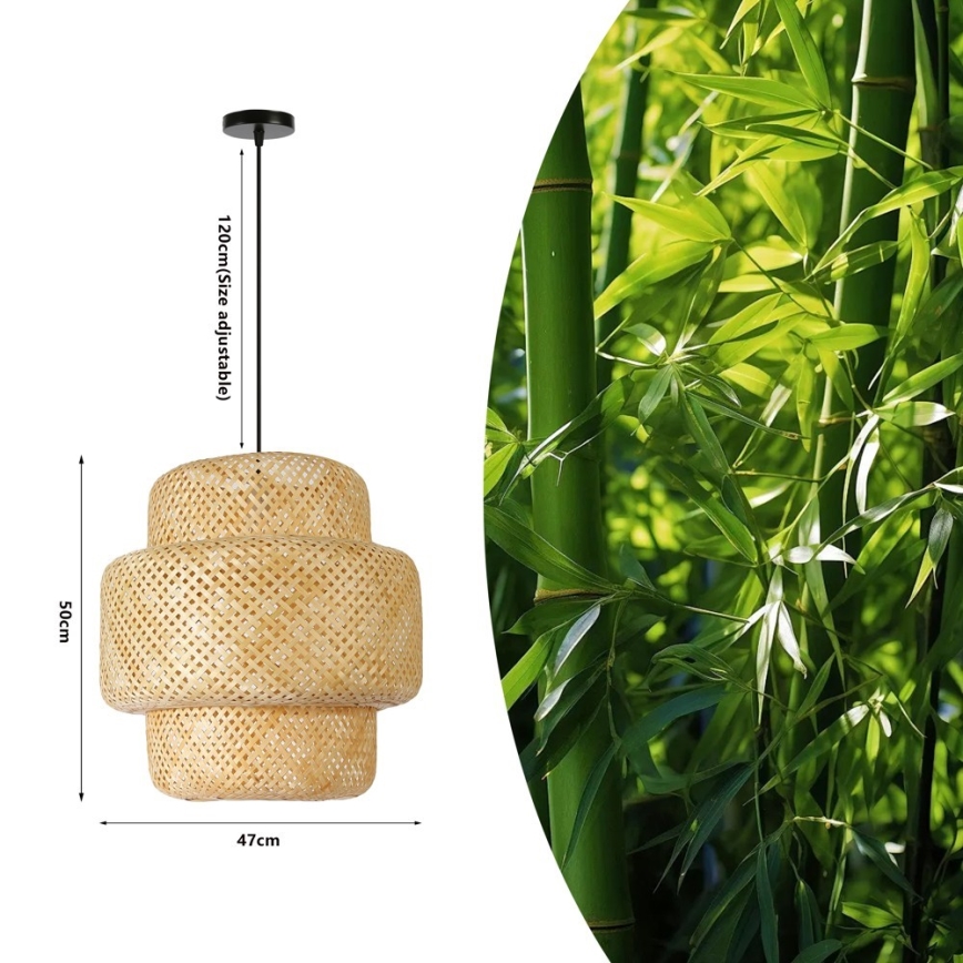 Luster na lanku HILO 1xE27/40W/230V pr. 47 cm bambus