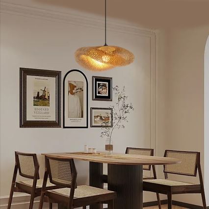 Luster na lanku HILO 1xE27/40W/230V pr. 60 cm bambus