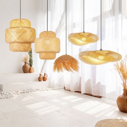 Luster na lanku HILO 1xE27/40W/230V pr. 60 cm bambus