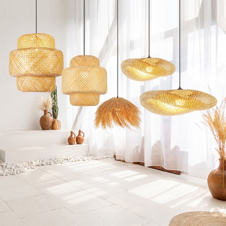 Luster na lanku HILO 1xE27/40W/230V pr. 60 cm bambus