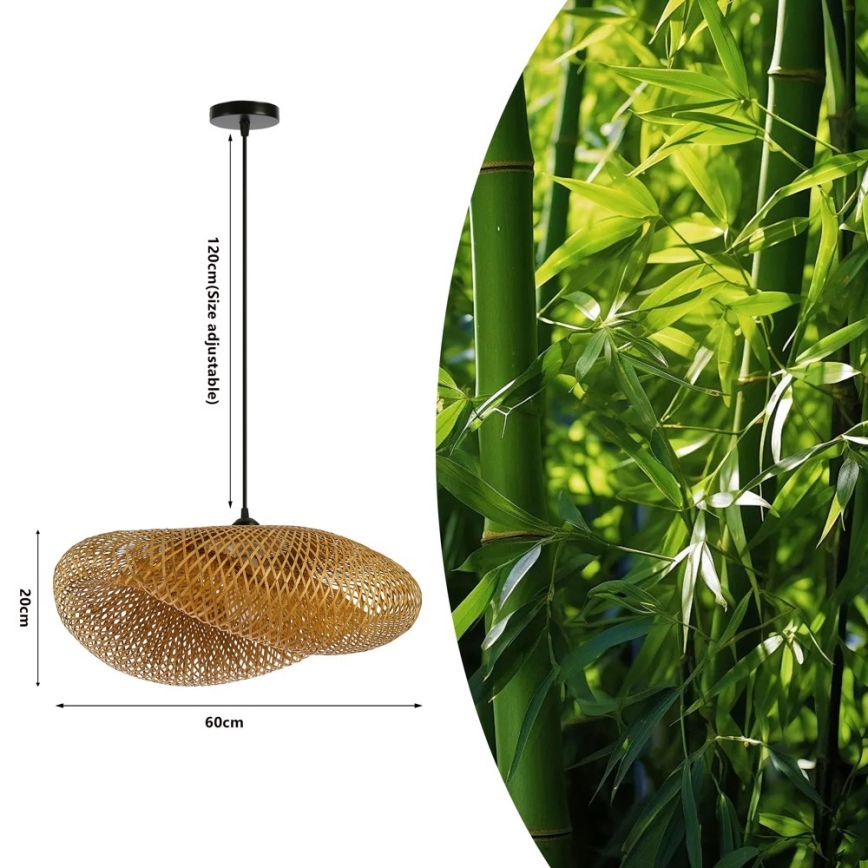 Luster na lanku HILO 1xE27/40W/230V pr. 60 cm bambus