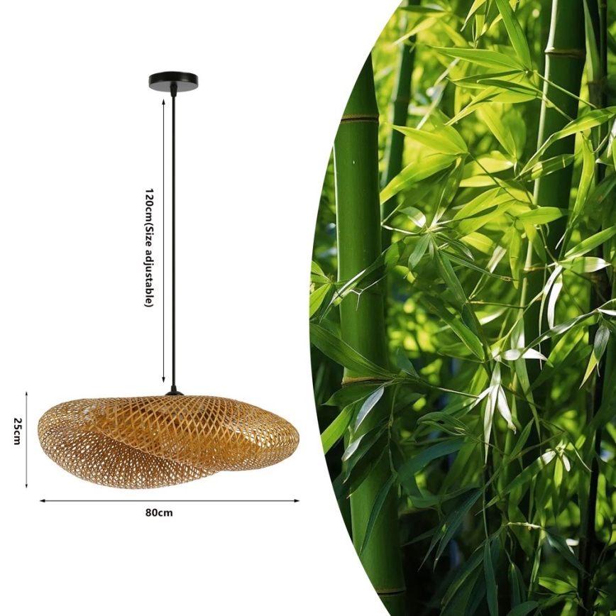 Luster na lanku HILO 1xE27/40W/230V pr. 80 cm bambus