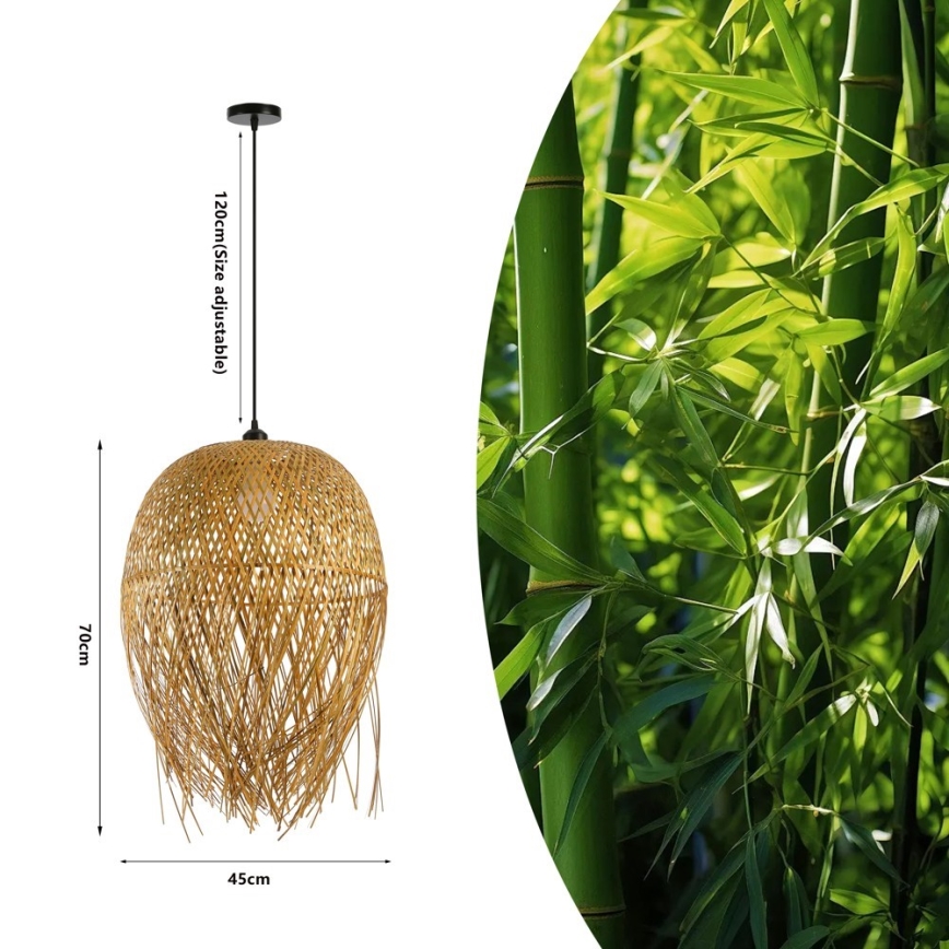 Luster na lanku HILO 1xE27/40W/230V pr. 45 cm bambus