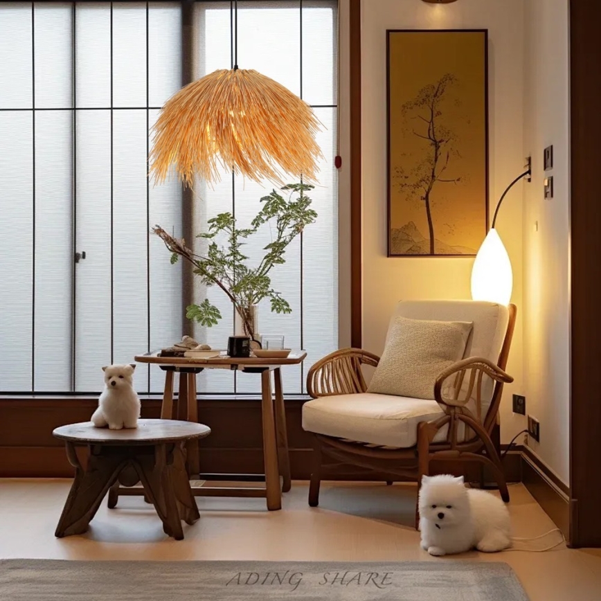 Luster na lanku NATURALEZA 1xE27/40W/230V pr. 55 cm ratan