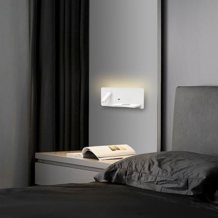 Immax 08285L - LED Nástenné bodové svietidlo s poličkou, USB portom a bezdrôtovým nabíjaním Be PREPARE LED/3W/230V + LED/3W biela