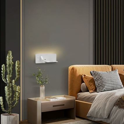Immax 08285L - LED Nástenné bodové svietidlo s poličkou, USB portom a bezdrôtovým nabíjaním Be PREPARE LED/3W/230V + LED/3W biela