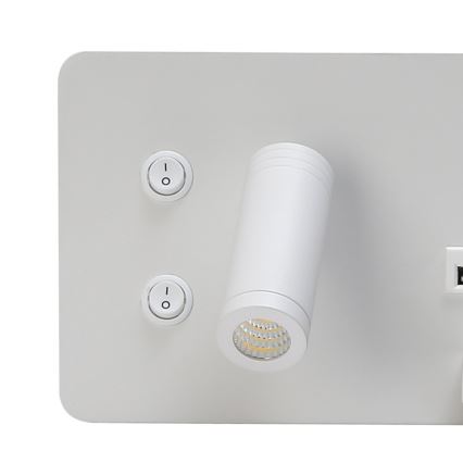 Immax 08285L - LED Nástenné bodové svietidlo s poličkou, USB portom a bezdrôtovým nabíjaním Be PREPARE LED/3W/230V + LED/3W biela