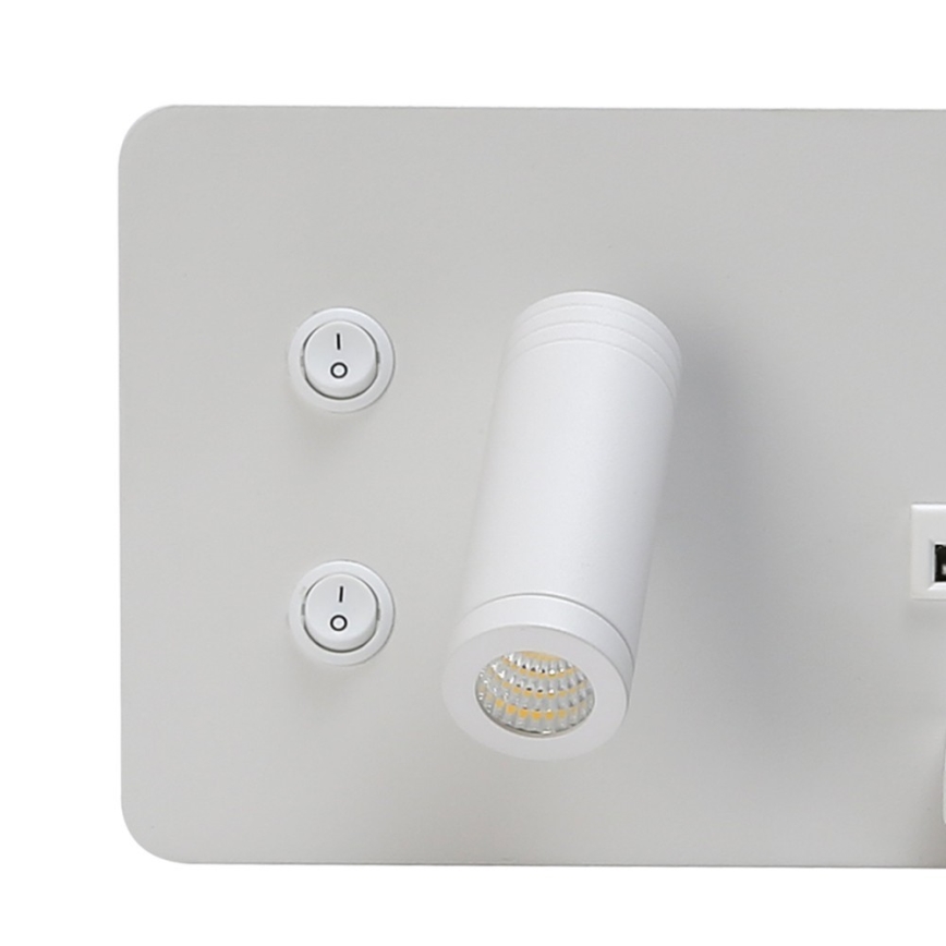 Immax 08285L - LED Nástenné bodové svietidlo s poličkou, USB portom a bezdrôtovým nabíjaním Be PREPARE LED/3W/230V + LED/3W biela