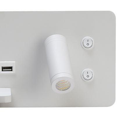 Immax 08286L - LED Nástenné bodové svietidlo s poličkou, USB portom a bezdrôtovým nabíjaním Be PREPARE LED/3W/230V + LED/3W biela