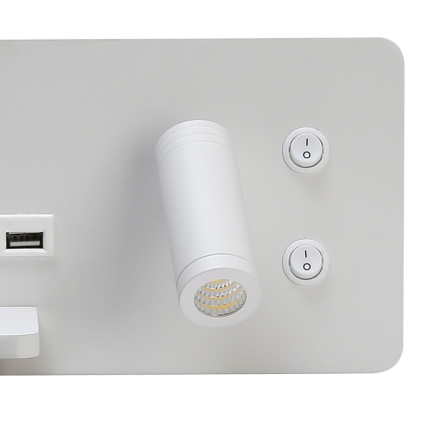 Immax 08286L - LED Nástenné bodové svietidlo s poličkou, USB portom a bezdrôtovým nabíjaním Be PREPARE LED/3W/230V + LED/3W biela
