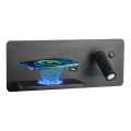 Immax 08288L - LED Nástenné bodové svietidlo s poličkou, USB portom a bezdrôtovým nabíjaním Be PREPARE LED/3W/230V + LED/3W čierna