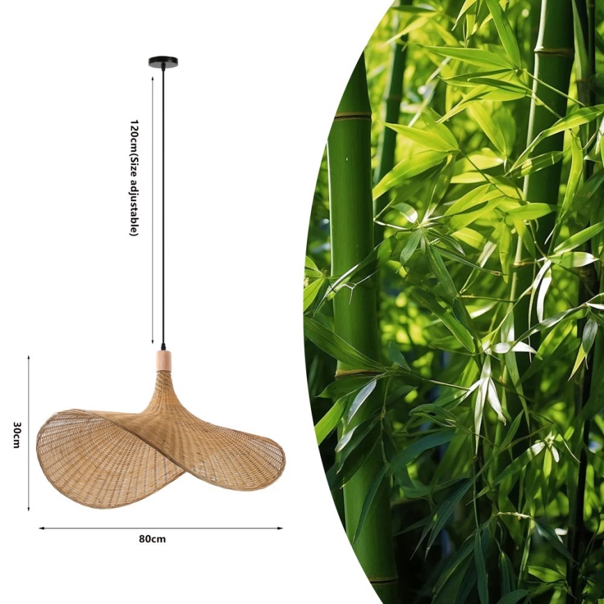 Immax 08290L - Luster na lanku SOMBRERO 1xE27/40W/230V pr. 80 cm ratan