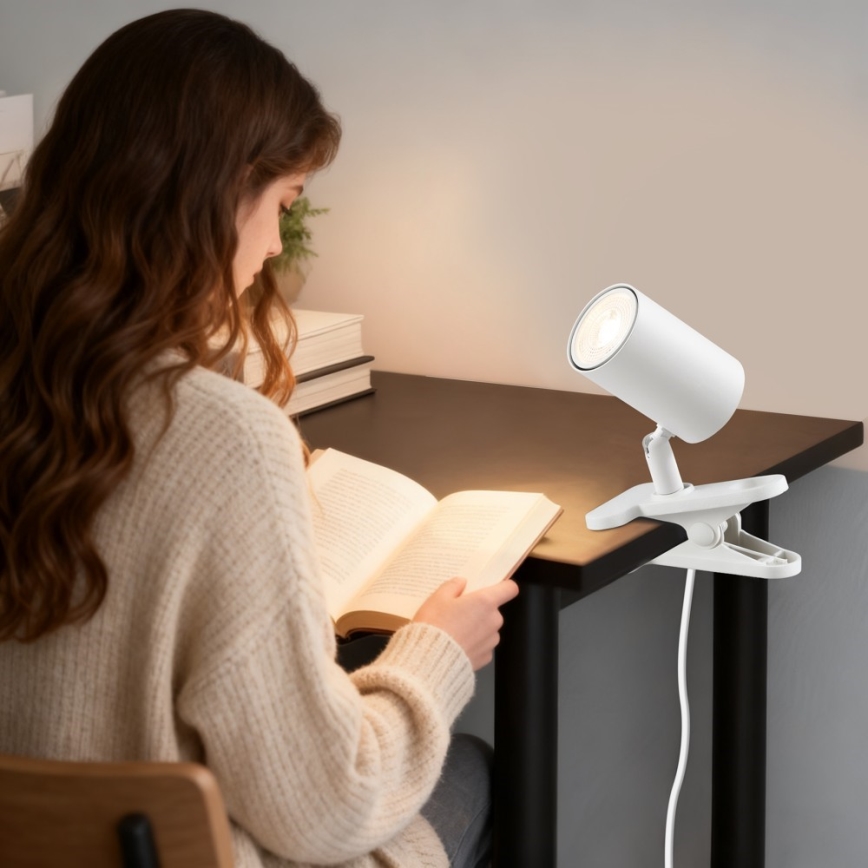 Lampa s klipom PUNTO 1xGU10/9W/230V biela