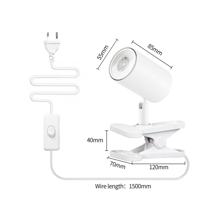Lampa s klipom PUNTO 1xGU10/9W/230V biela