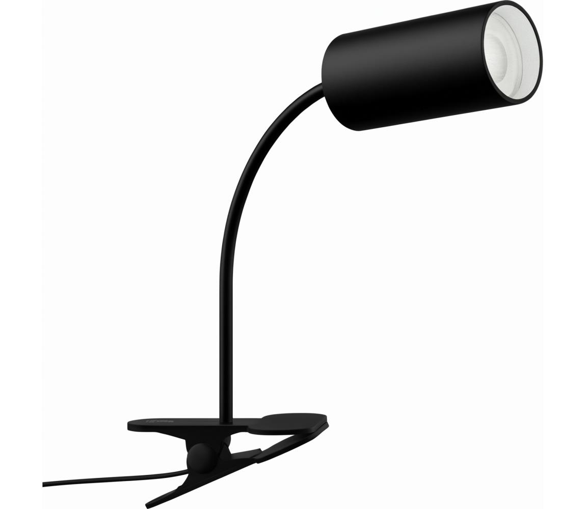 08293L - Flexibilná lampa s klipom PUNTO 1xGU10/9W/230V čierna 08293L