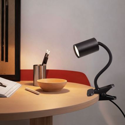 Flexibilná lampa s klipom PUNTO 1xGU10/9W/230V čierna