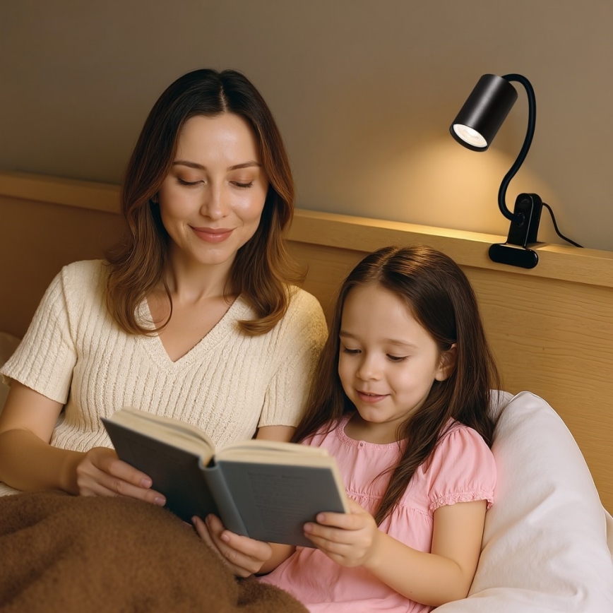 Flexibilná lampa s klipom PUNTO 1xGU10/9W/230V čierna