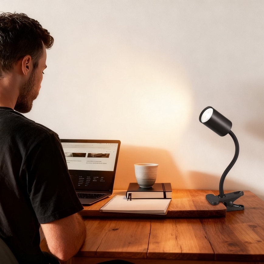 Flexibilná lampa s klipom PUNTO 1xGU10/9W/230V čierna