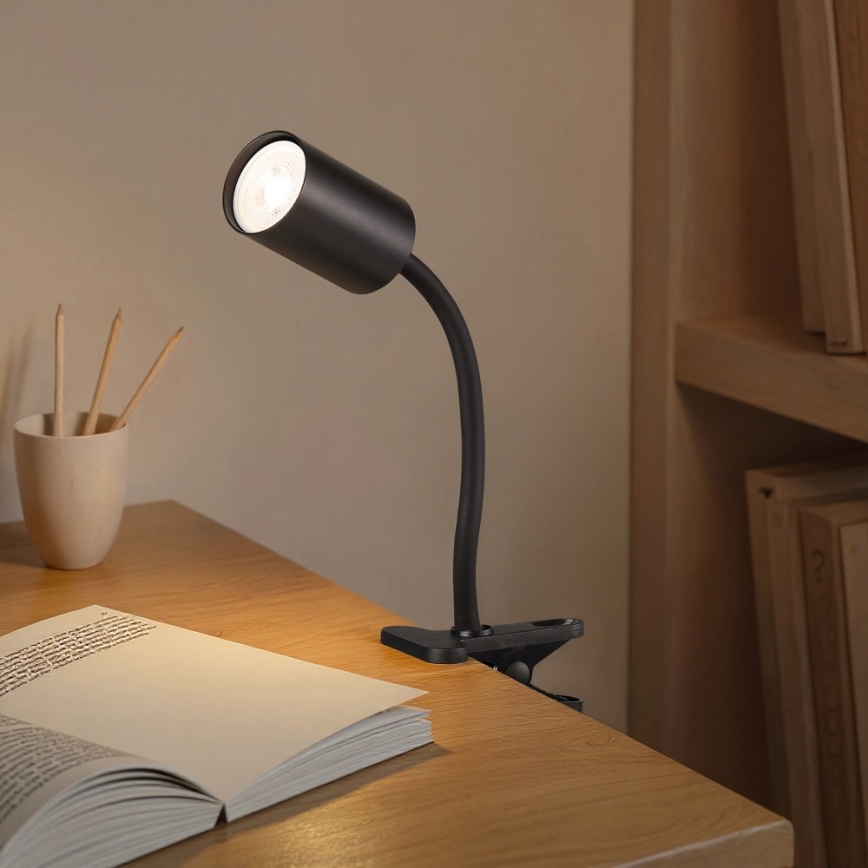 Flexibilná lampa s klipom PUNTO 1xGU10/9W/230V čierna