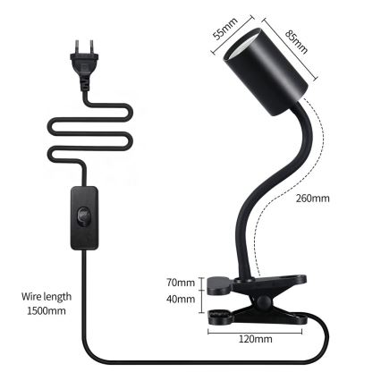 Flexibilná lampa s klipom PUNTO 1xGU10/9W/230V čierna
