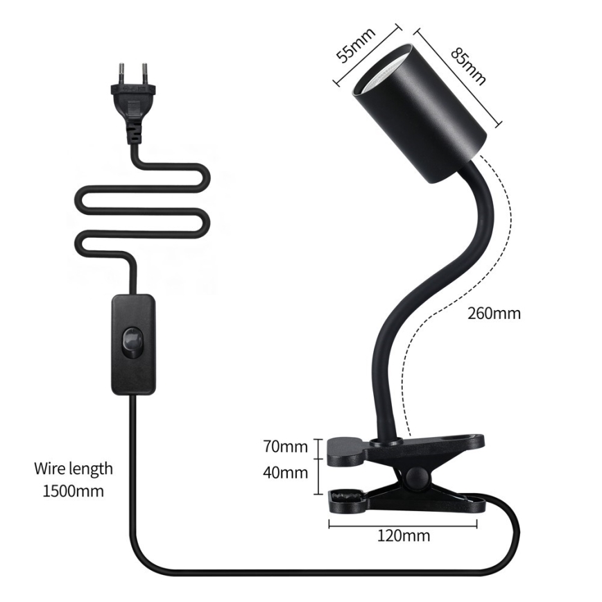 Flexibilná lampa s klipom PUNTO 1xGU10/9W/230V čierna