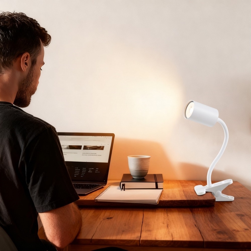Flexibilná lampa s klipom PUNTO 1xGU10/9W/230V biela