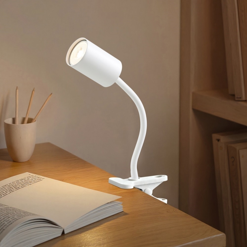 Flexibilná lampa s klipom PUNTO 1xGU10/9W/230V biela