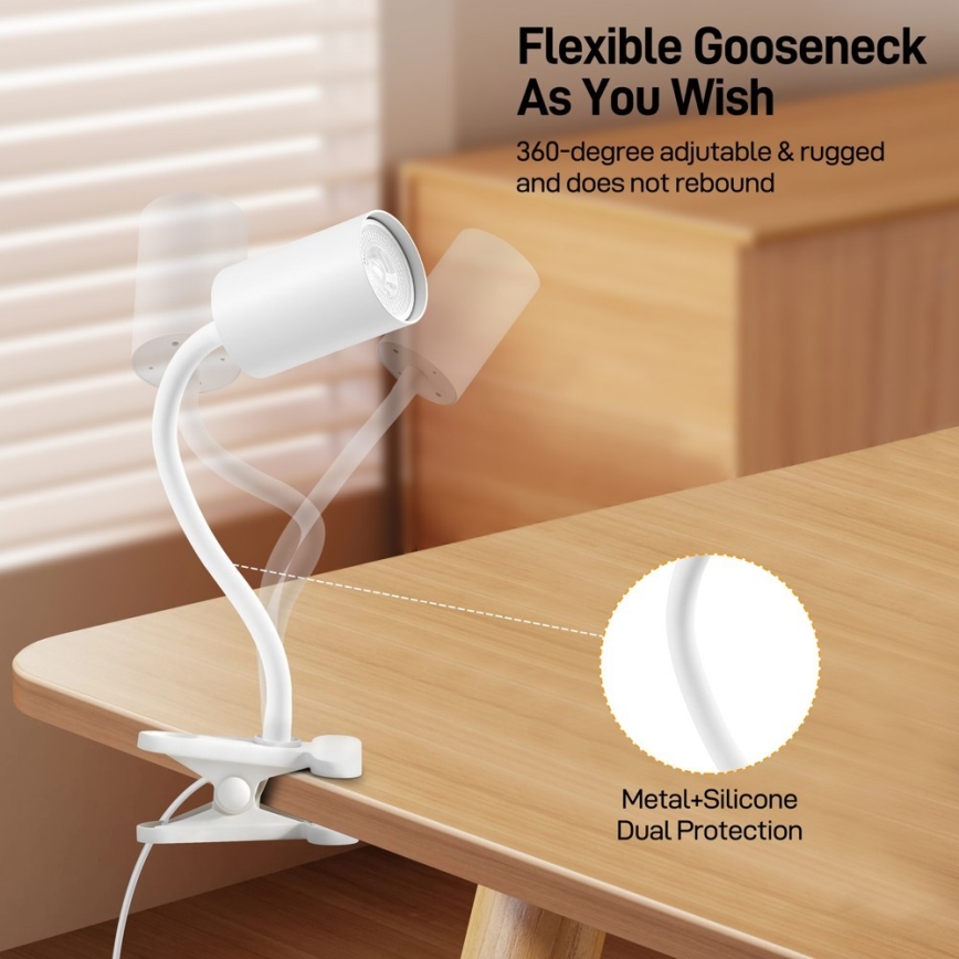 Flexibilná lampa s klipom PUNTO 1xGU10/9W/230V biela