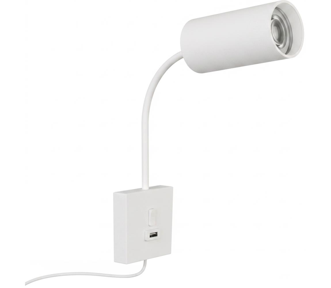 08296L - Nástenné svietidlo s USB PUNTO 1xGU10/9W/230V biele 08296L