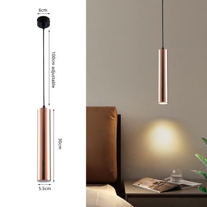 Luster na lanku PUNTO 1xGU10/9W/230V ružové zlato