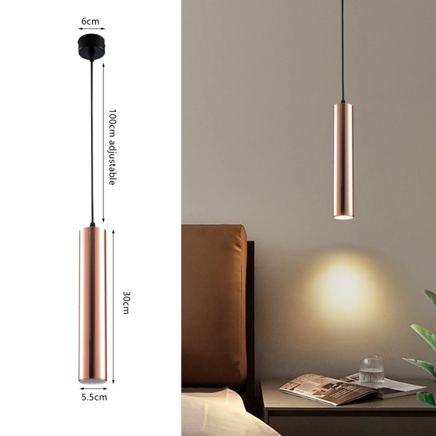 Luster na lanku PUNTO 1xGU10/9W/230V ružové zlato