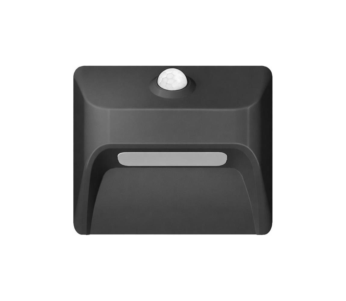 08307L - LED nabíjateľné schodové svetlo so senzorom STEP LIGHT 0,3 W / 3,7 V, 2200 mAh, IP53, čierne 08307L