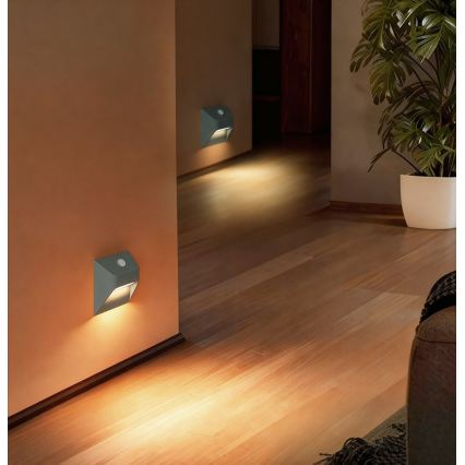 Immax 08309L - Nabíjateľné LED schodiskové svietidlo so senzorom STEP LIGHT LED/0,3W/3,7V 2200 mAh IP53 sivé