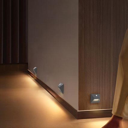 Immax 08309L - Nabíjateľné LED schodiskové svietidlo so senzorom STEP LIGHT LED/0,3W/3,7V 2200 mAh IP53 sivé