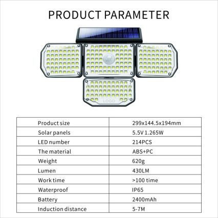 LED Solárne nástenné svietidlo so senzorom LED/5W/5,5V IP65