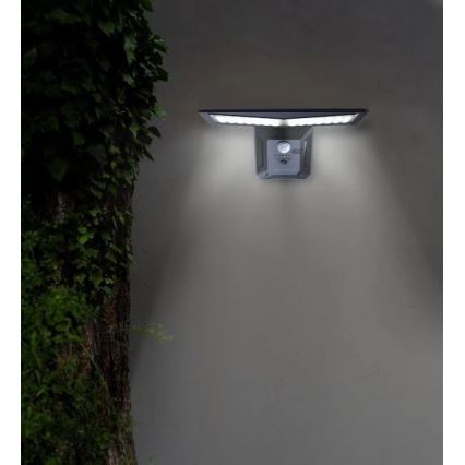 LED Solárne nástenné svietidlo so senzorom LED/2,6W/5,5V IP65 čierna